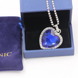 wholesale Titanic Heart of Ocean blue heart love forever pendant Necklace + velvet bag